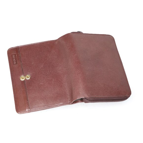 MANCINI Unisex Leather Medium Clutch Wallet Brown Plaid Lining Travel - Picture 5 of 10